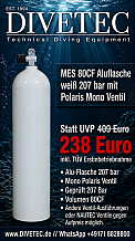 MES 80 CF Aluflasche weiss 207 bar mit Polaris MonoVentil